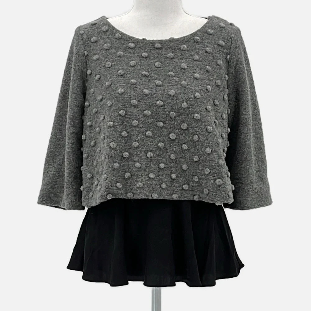 Amadi Kiara Ruffle Crop Top in Gray & Black - Size Small